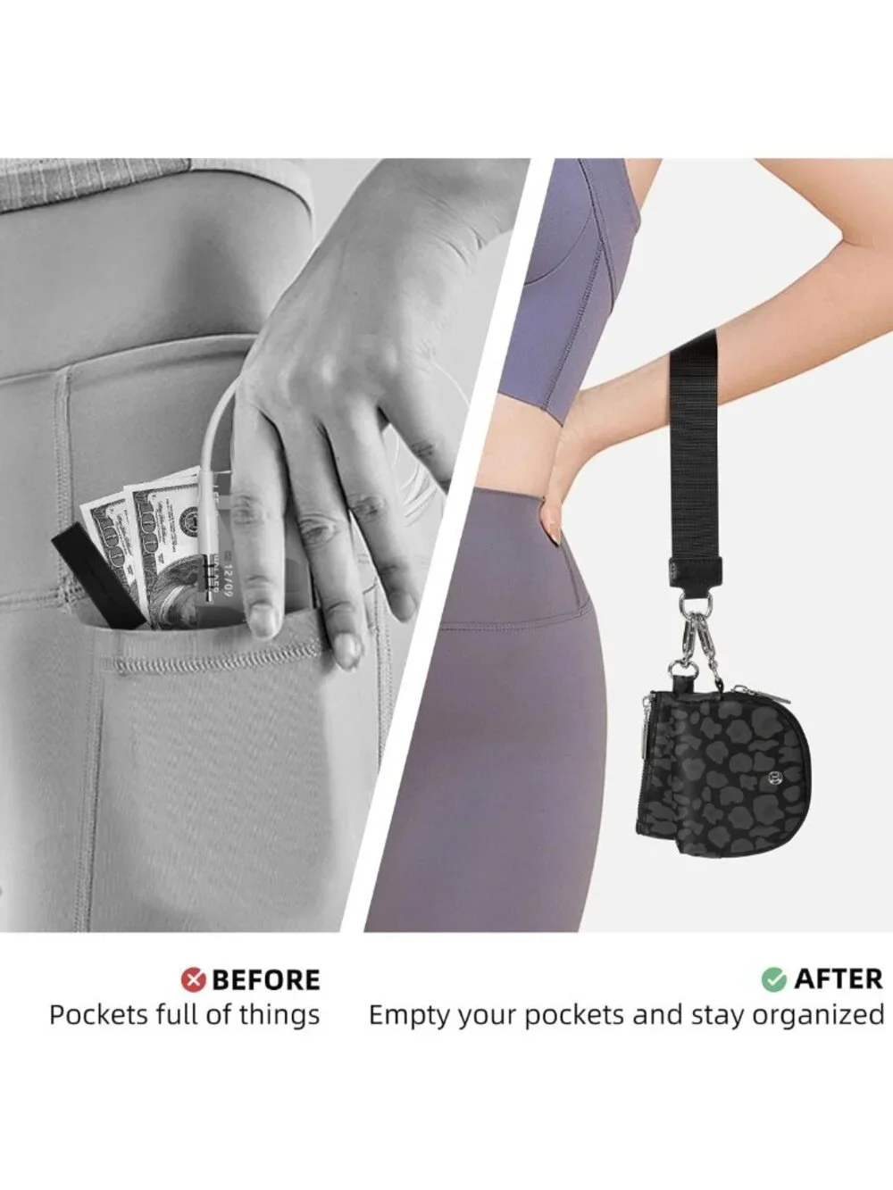 Mini Zip Around Keychain Wallet for Women - Detachable Wristlet & Coin Purse